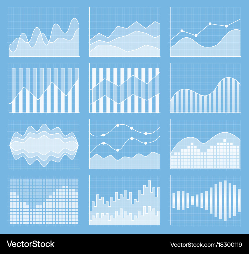 Business chart collection set of graphs data Vector Image