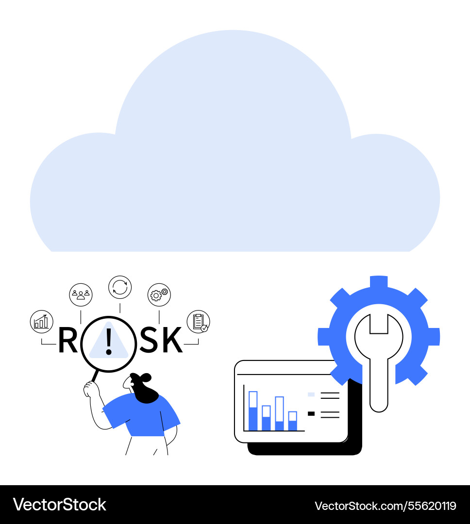 Cloud computing with risk analysis and technical Cloud computing with risk analysis and technical vector image