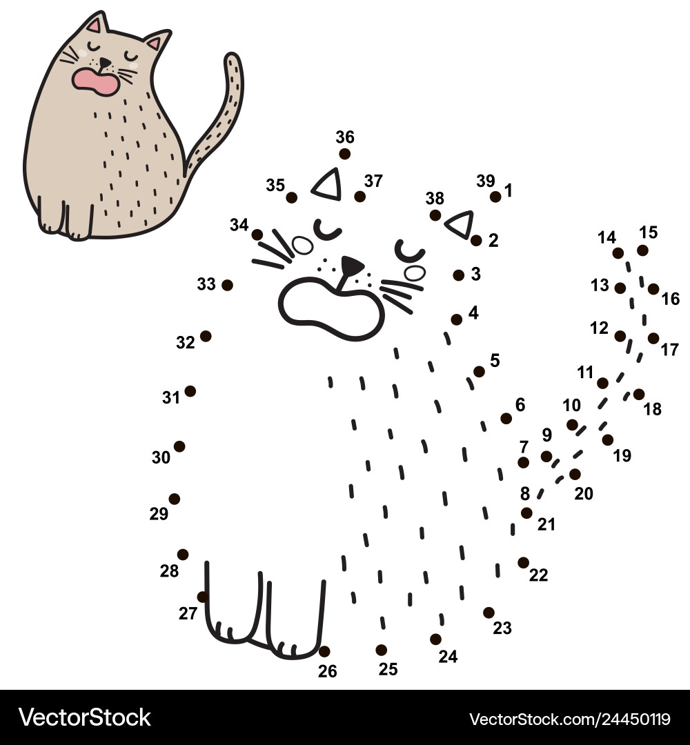 Connect the Dots Cat vector image