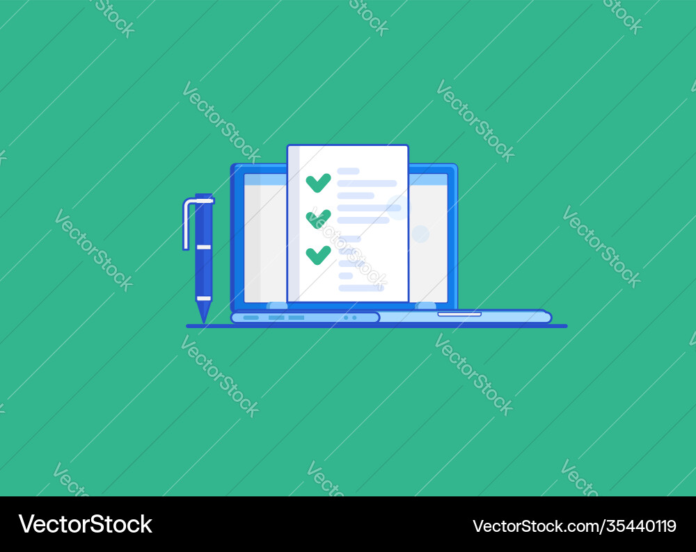 Display monitor with list and checkbox marks Display monitor with list and checkbox marks vector image