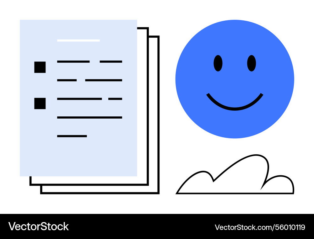 Document checklist and smiling face representing Document checklist and smiling face representing vector image