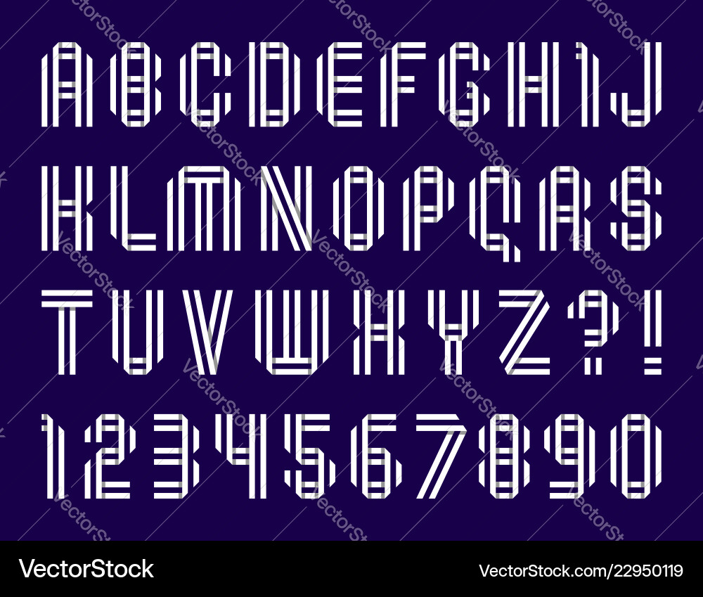Folded Line Alphabet – Double Line Font vector image