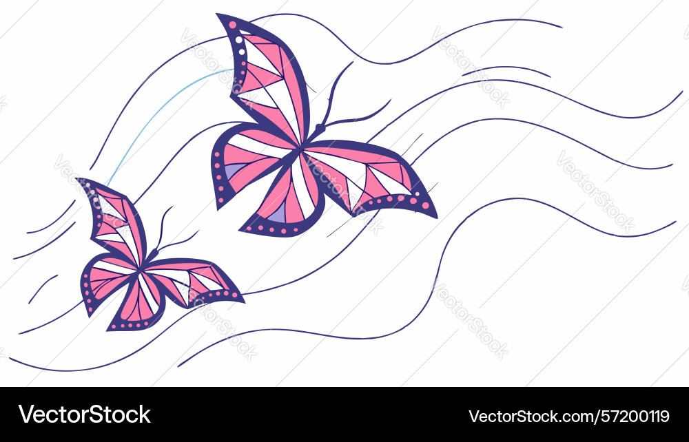 Four butterflies on dynamic abstract background vector image