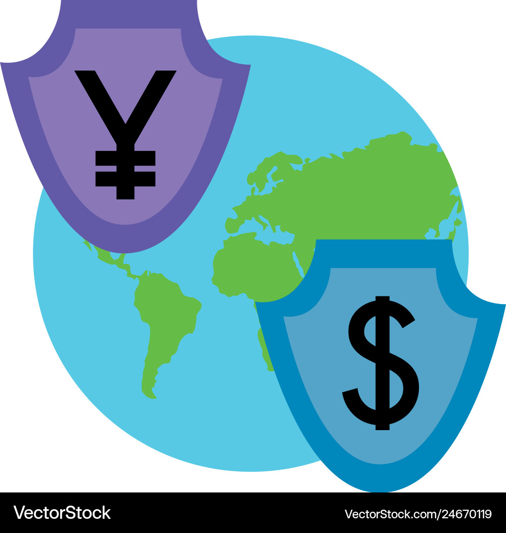 Geschäftswelt Yen und Dollar Schild Währung Geschäftswelt Yen und Dollar Schild Währung vektorbild