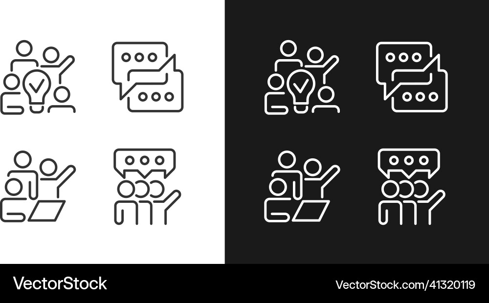 Group tasks pixel perfect linear icons set Group tasks pixel perfect linear icons set Vector Image