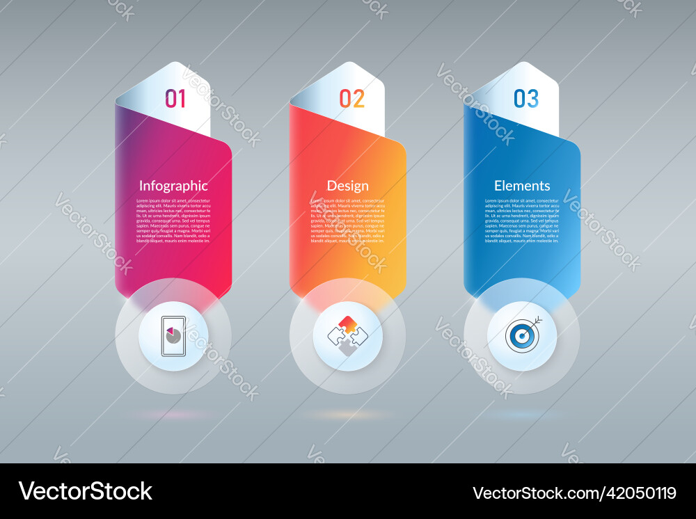 Infographic design elements template with 3 steps Infographic design elements template with 3 steps vector image