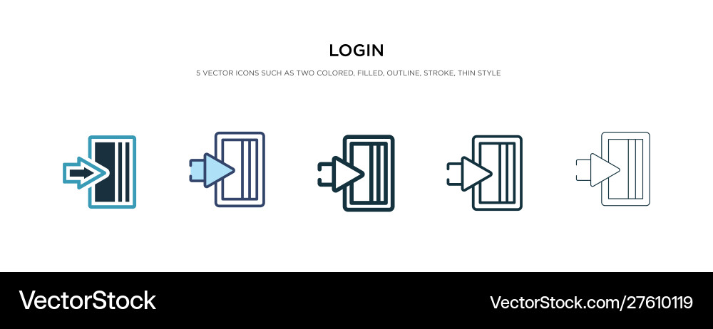 Login icon in different style two colored vector image