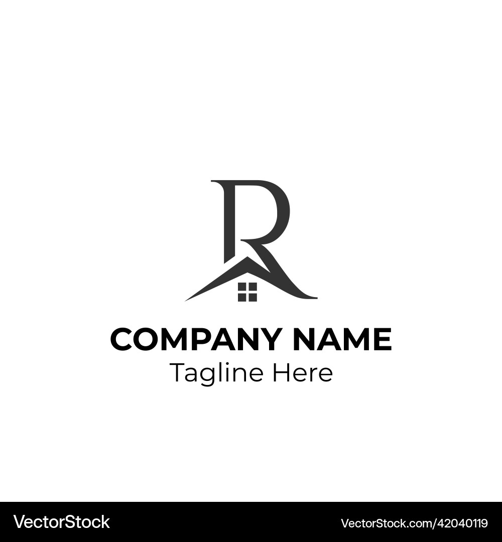Logogram r with house element Vector Image