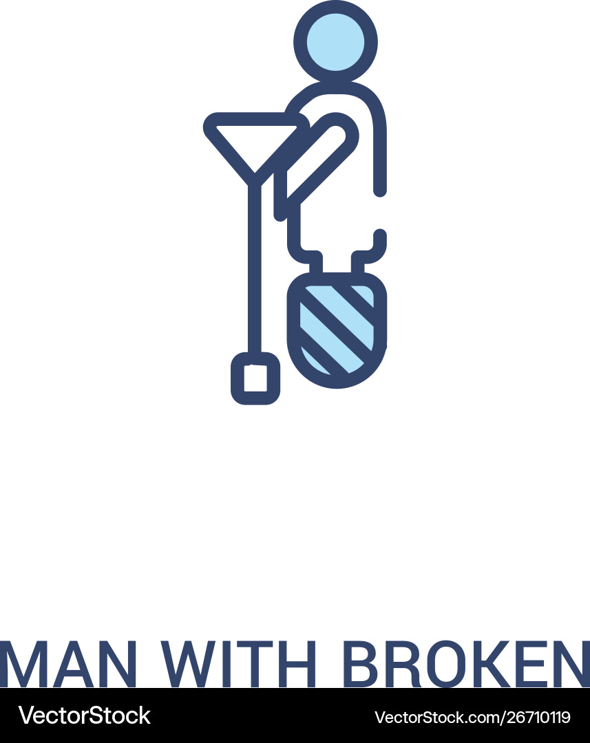 Man with broken leg concept 2 colored icon simple Man with broken leg concept 2 colored icon simple vector image