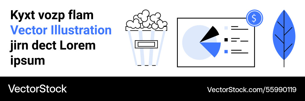 Popcorn data analytics chart and leaf Popcorn data analytics chart and leaf vector image