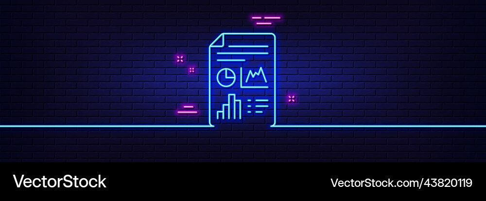 Report document line icon column graph sign neon Report document line icon column graph sign neon vector image