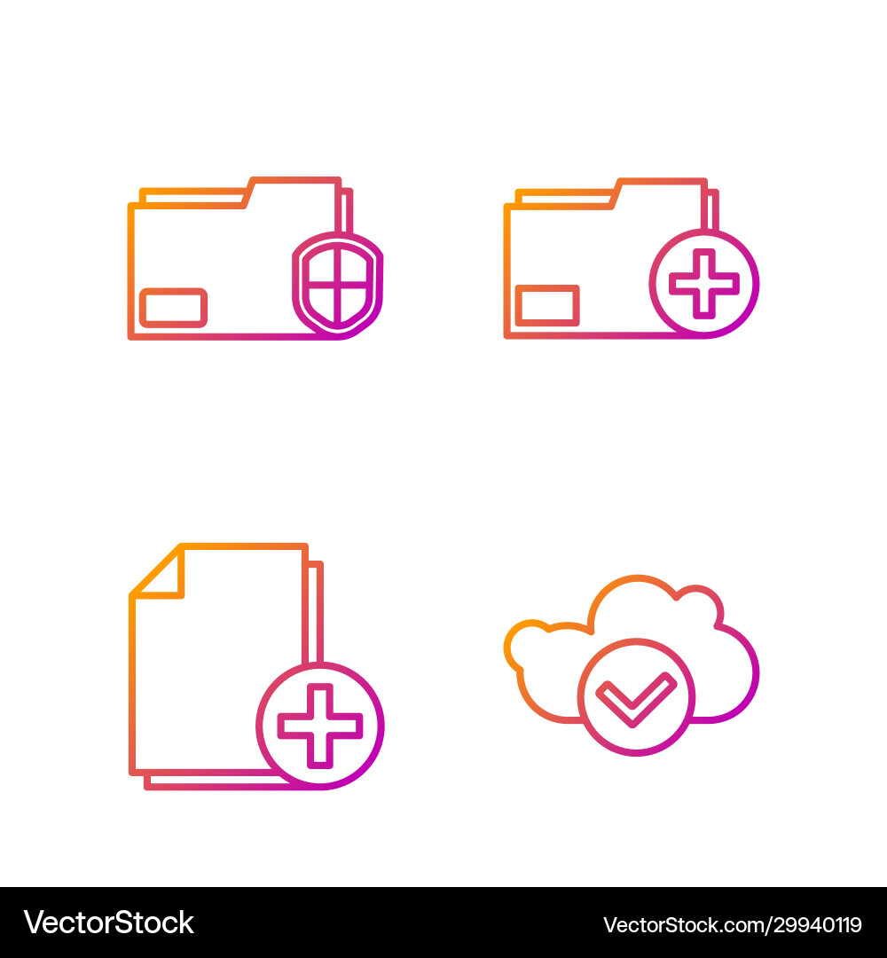 Set line cloud with check mark add new file Set line cloud with check mark add new file vector image