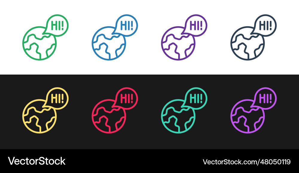 Set line learning foreign languages icon isolated Vector Image