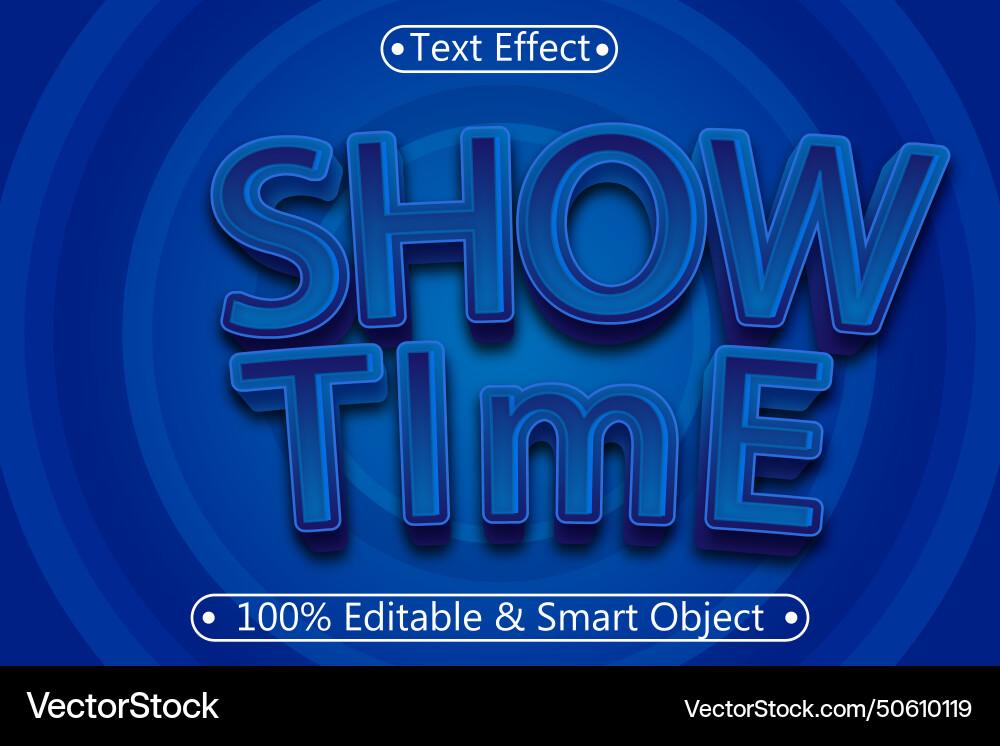 Show time editable text effect 3 dimension emboss vector image