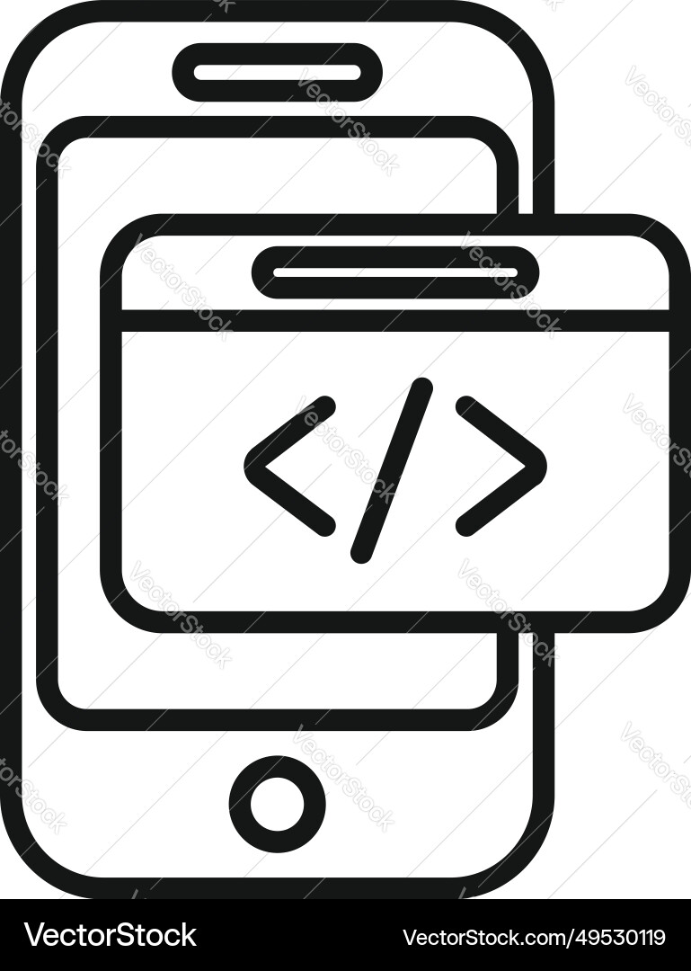 Smartphone code developer icon outline Vector Image