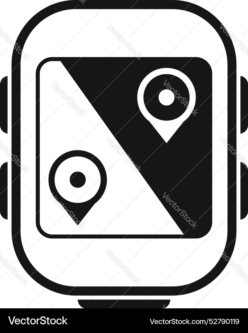 Smartwatch showing route with two gps location Vector Image