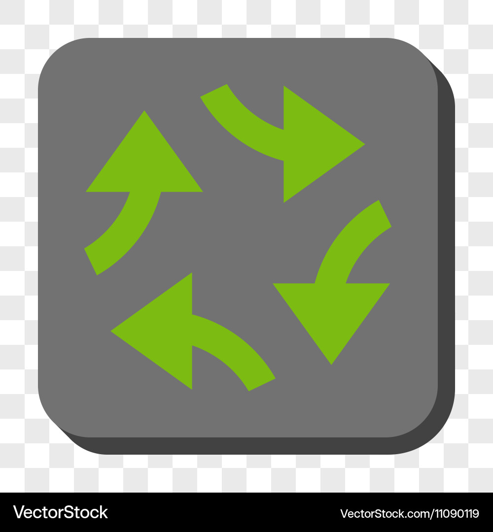 Swirl arrows rounded square button Vector Image