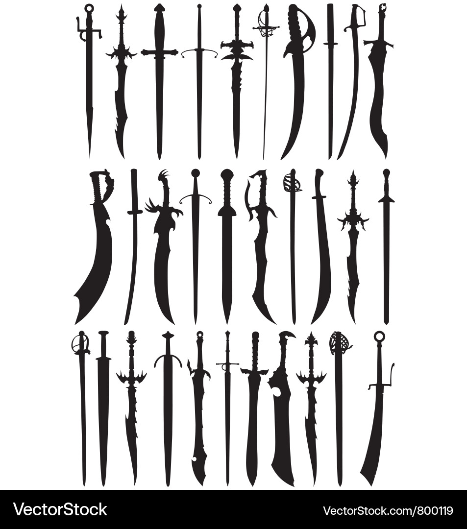 Sword Silhouettes Collection vector image