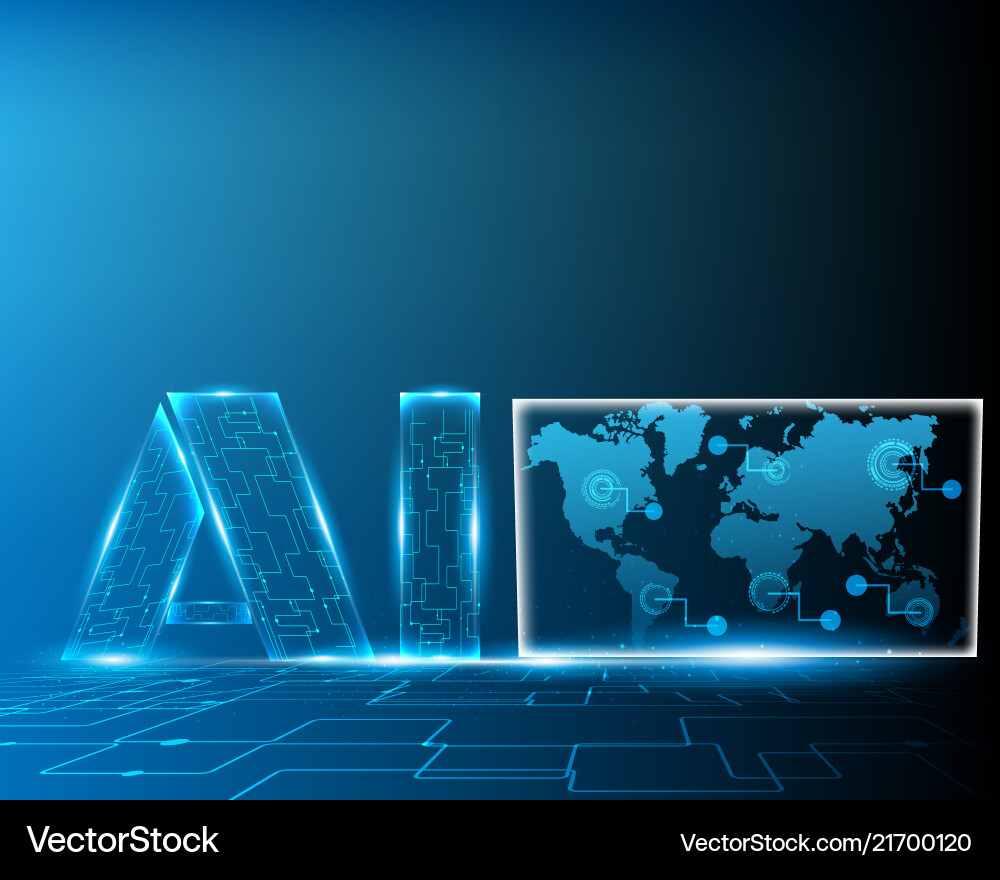 Ai artificial intelligence with world map Ai artificial intelligence with world map vector image