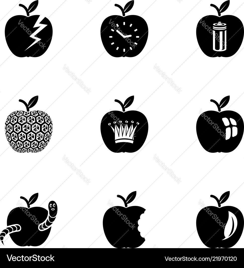 Apple world icons set simple style Apple world icons set simple style Vector Image