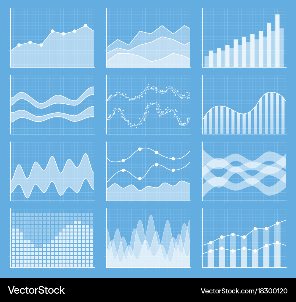 Business chart collection set of graphs data vector image