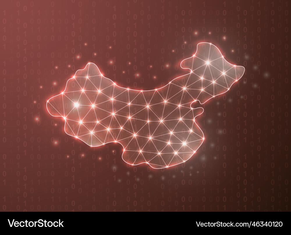 China polygonal symbol with binary code background China polygonal symbol with binary code background Vector Image
