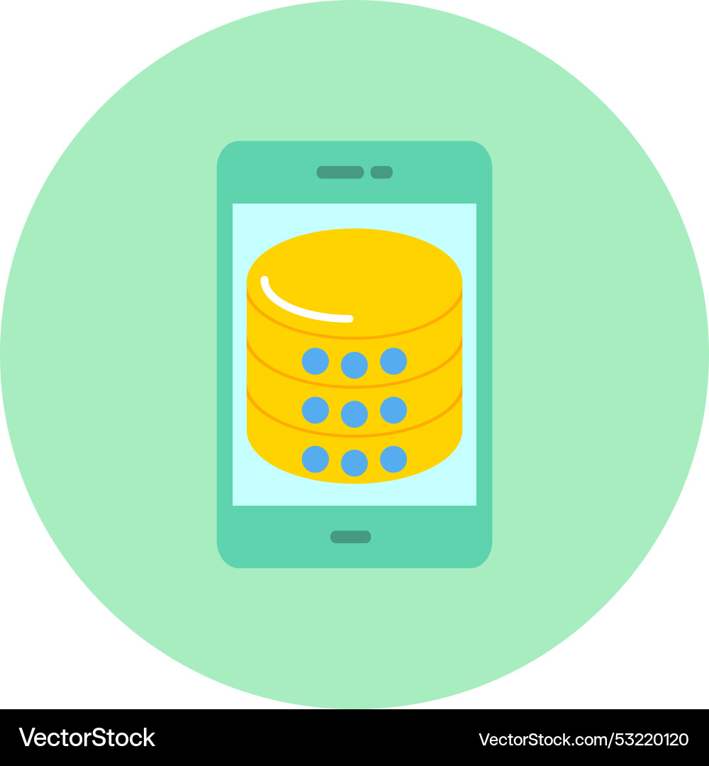 Database flat circle icon vector image