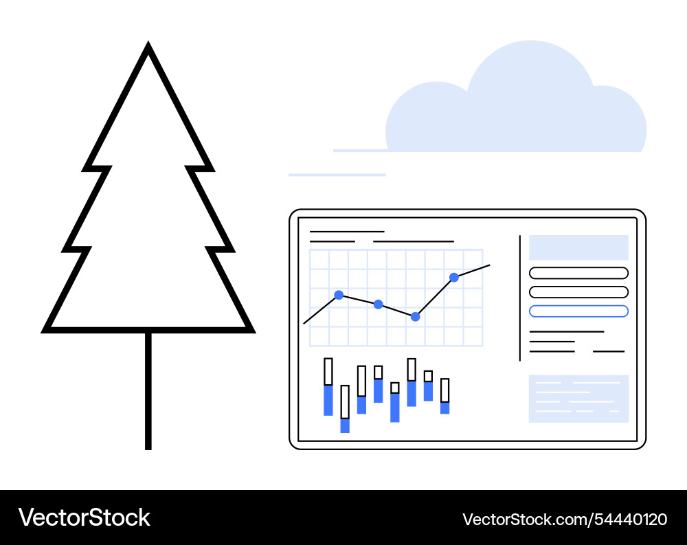 Environmental data analytics dashboard with tree Environmental data analytics dashboard with tree vector image