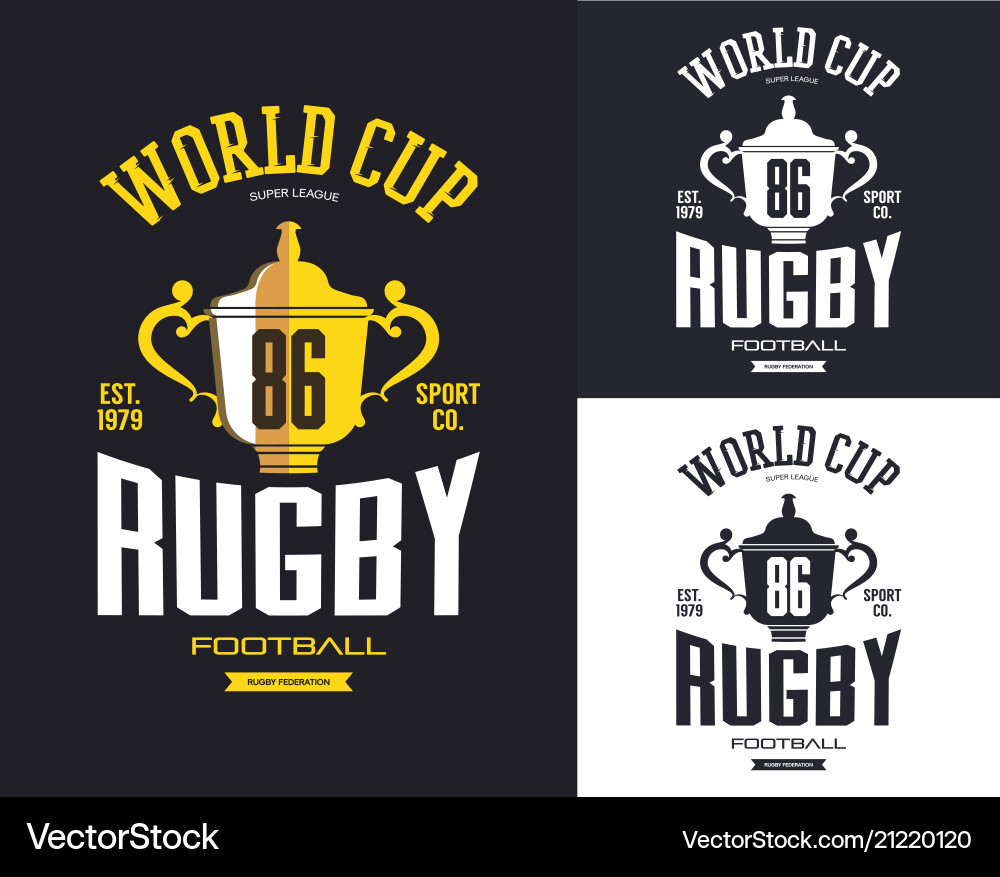 Golden rugby trophy for world cup banner Golden rugby trophy for world cup banner vector image