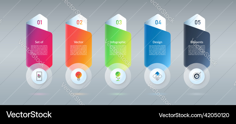 Infographic design elements template with 5 steps Infographic design elements template with 5 steps vector image