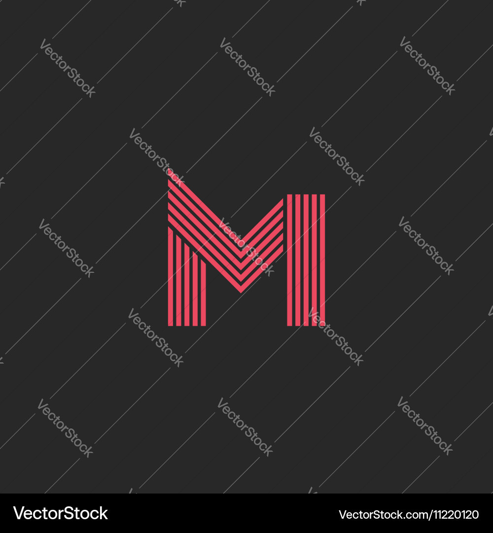 Minimalist M Monogram Initial vector image