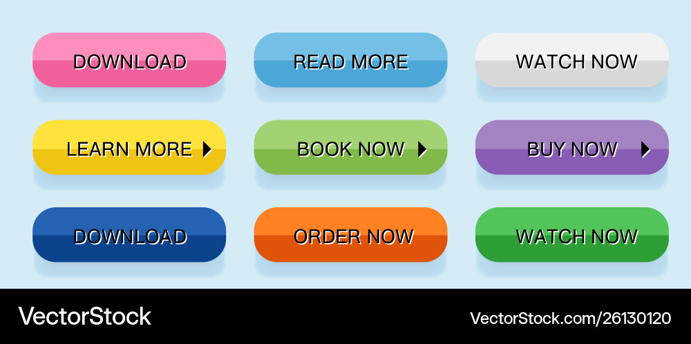 Modern Button Set - Flat Style vector image