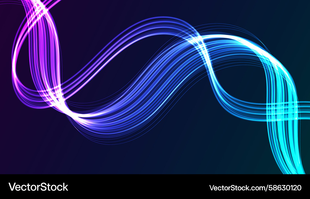 Modern data flow abstract light wave on a dark Vector Image