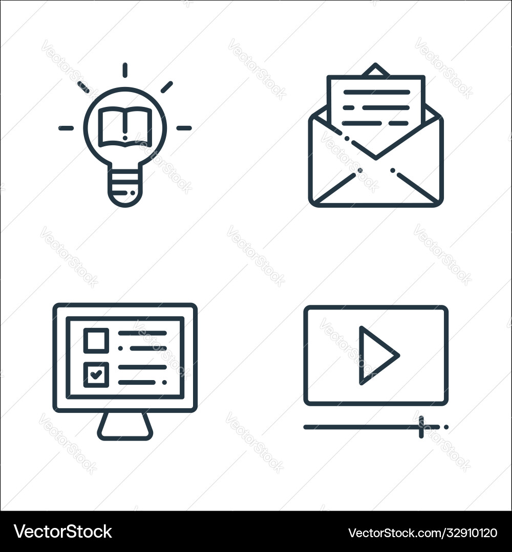 Online learning line icons linear set quality Online learning line icons linear set quality vector image