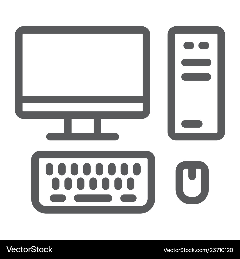 Pc line icon technology and computer desktop Pc line icon technology and computer desktop Vector Image