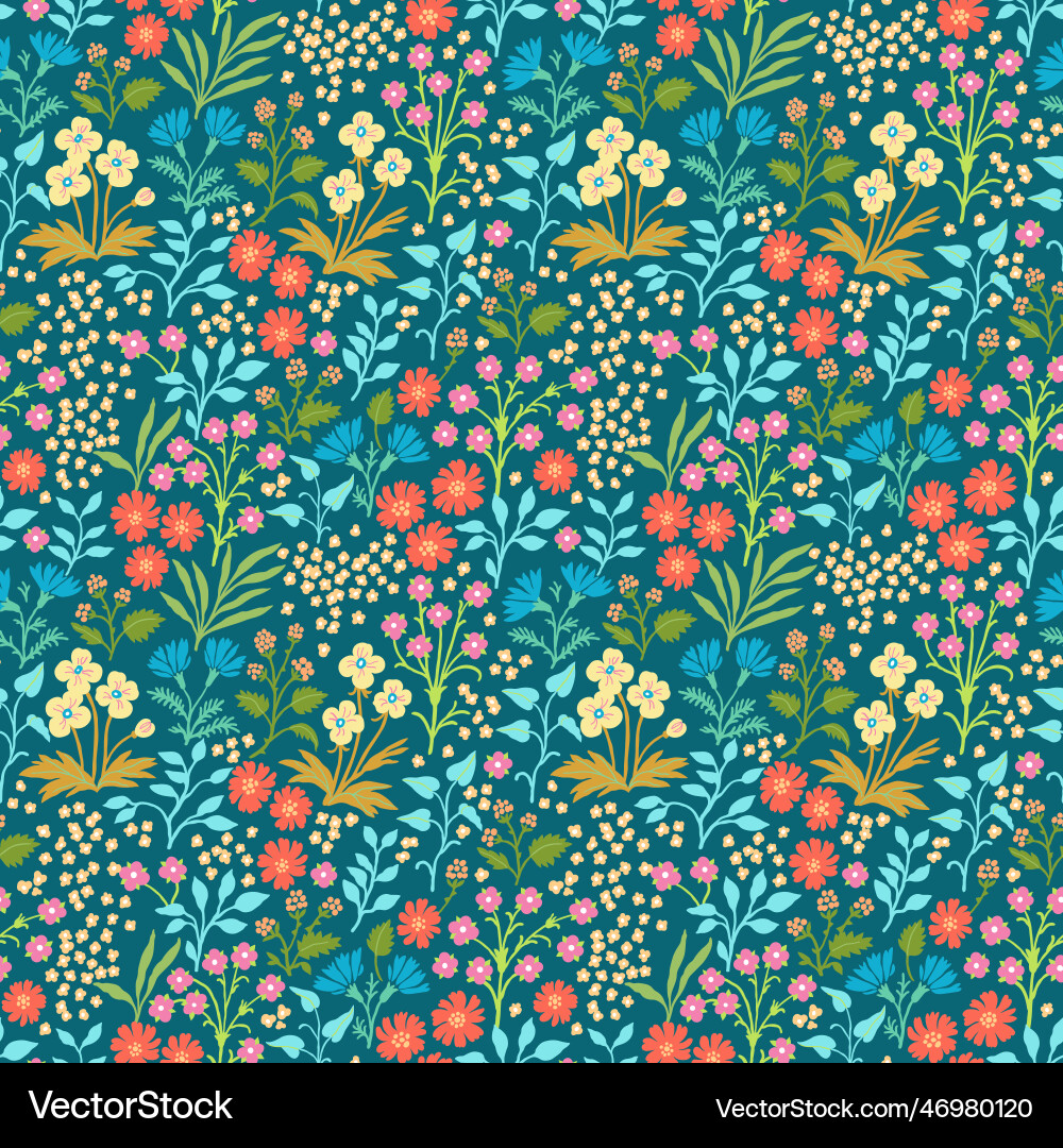 Seamless pattern with realistic spring meadow Vector Image