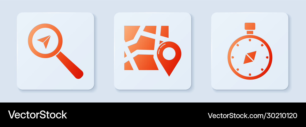 Set folded map with location marker search Set folded map with location marker search vector image