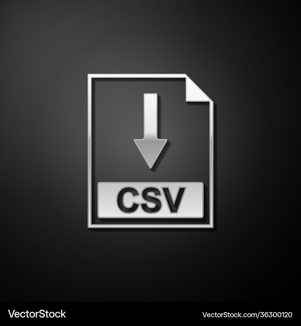 Silver csv file document icon download button Silver csv file document icon download button vector image