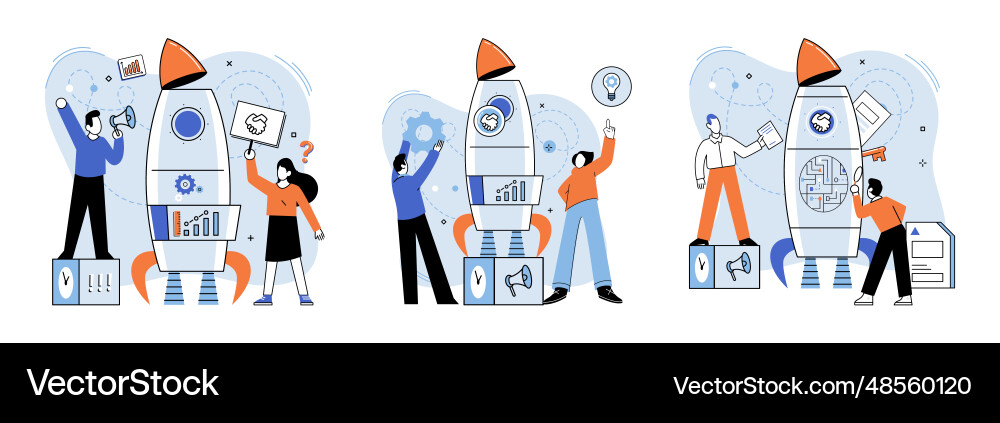 Team solving complex problems teamwork vector image