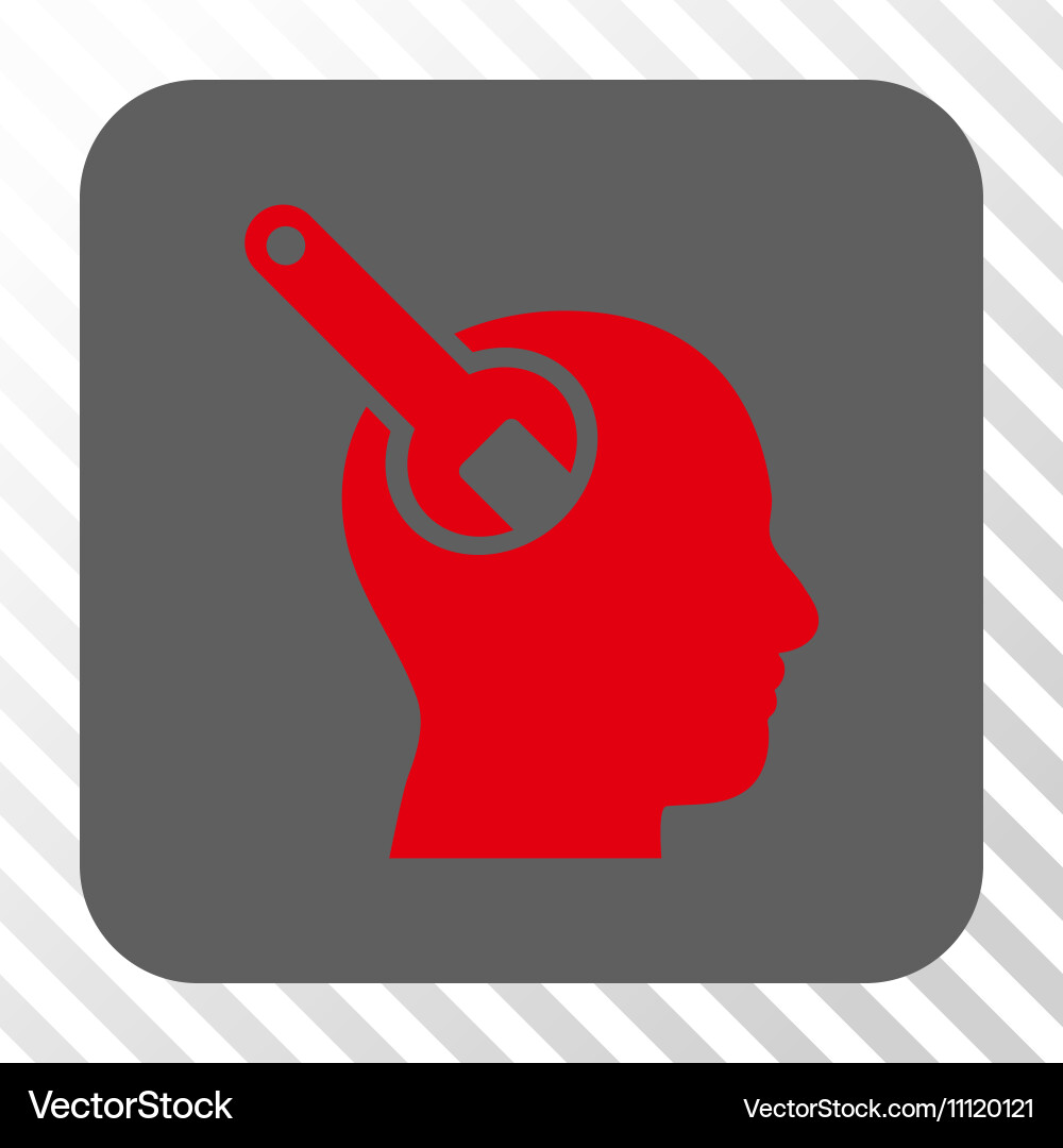 Brain tool rounded square button vector image