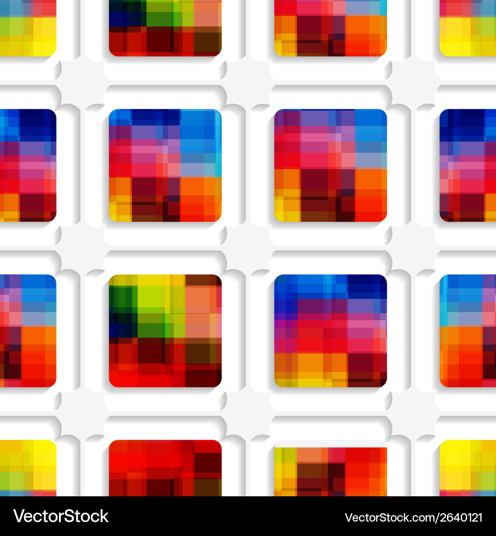 Colorful squares and net seamless pattern vector image