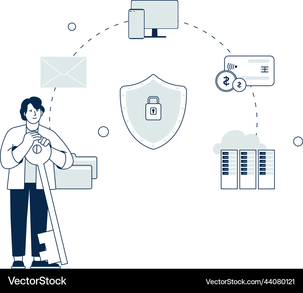 Cyber security concept data protection database Cyber security concept data protection database vector image