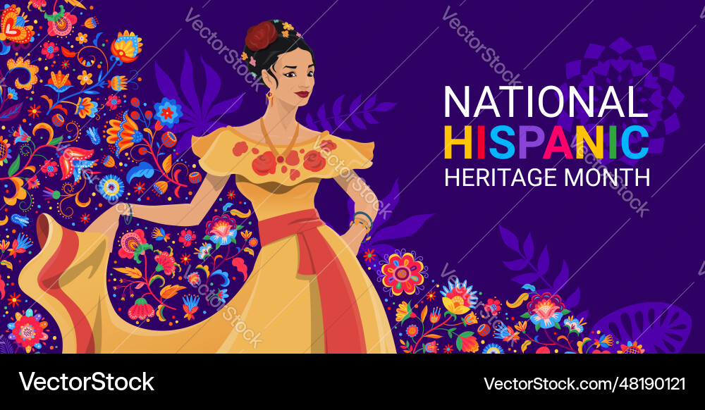 Dancing woman national hispanic heritage month Dancing woman national hispanic heritage month vector image
