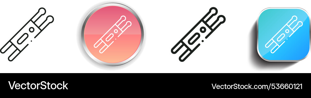 Drumsticks icon thin linear regular and button Drumsticks icon thin linear regular and button Vector Image