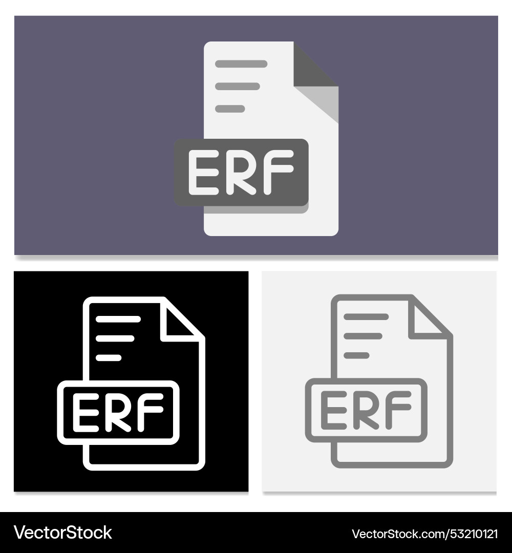 Erf document file format with flat style vector image