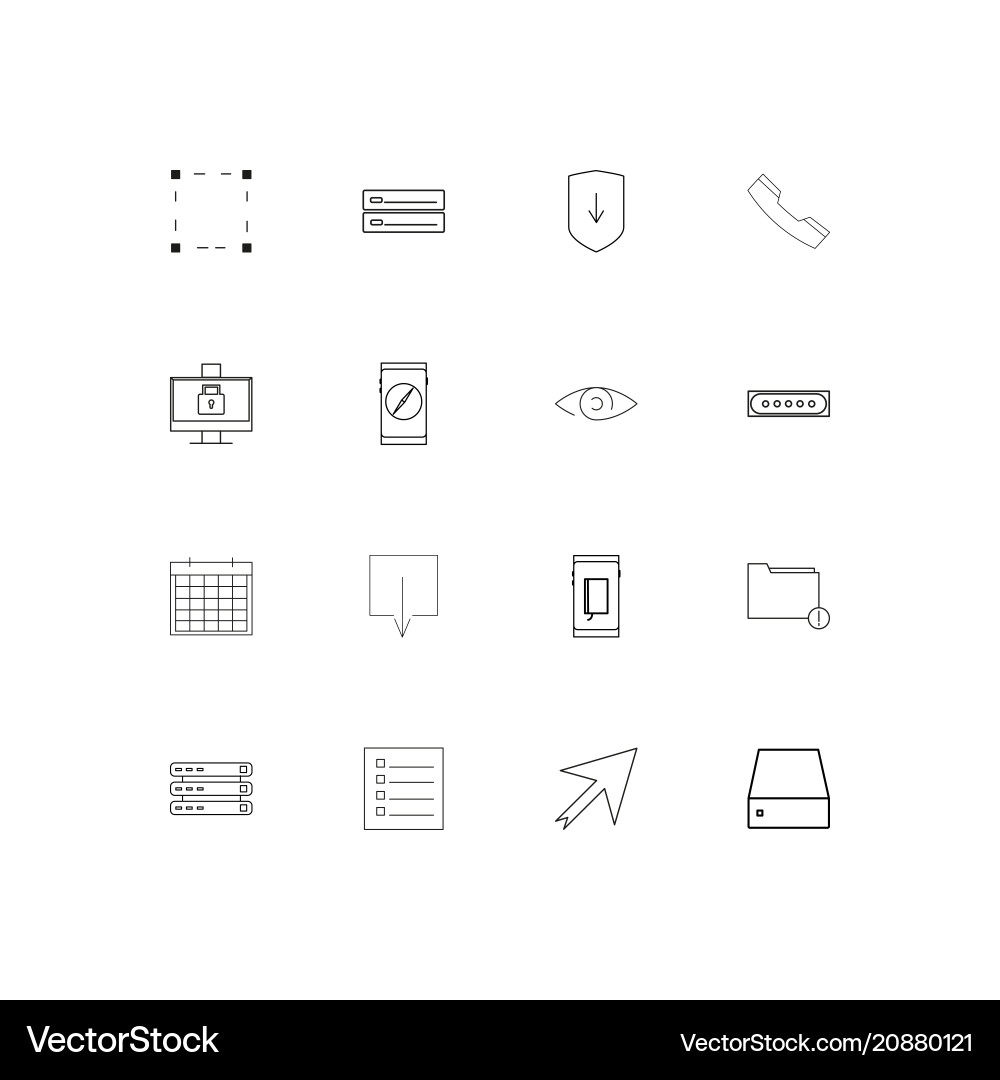 Internet technologies linear thin icons set Vector Image