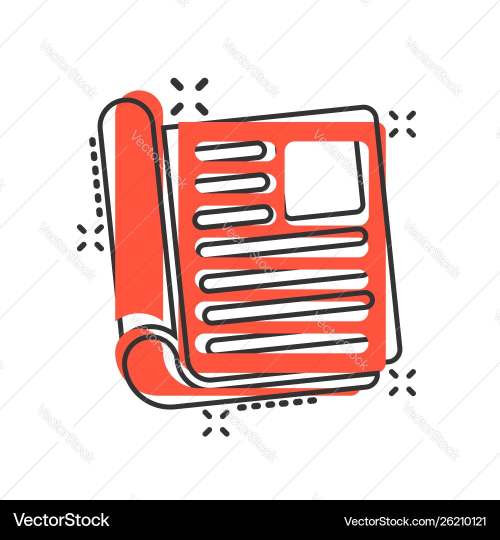 Magazine page icon in comic style news cartoon Magazine page icon in comic style news cartoon vector image