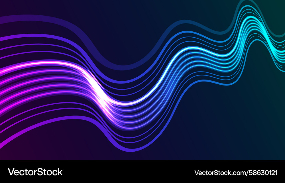 Modern data flow abstract light wave on a dark Vector Image