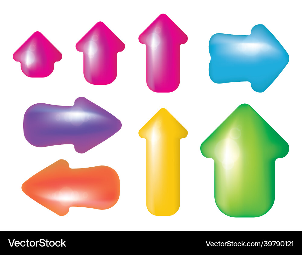 Neon download progress loading bar and arrow set Vector Image