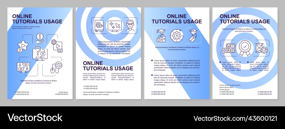 Online tutorials usage blue gradient brochure Vector Image